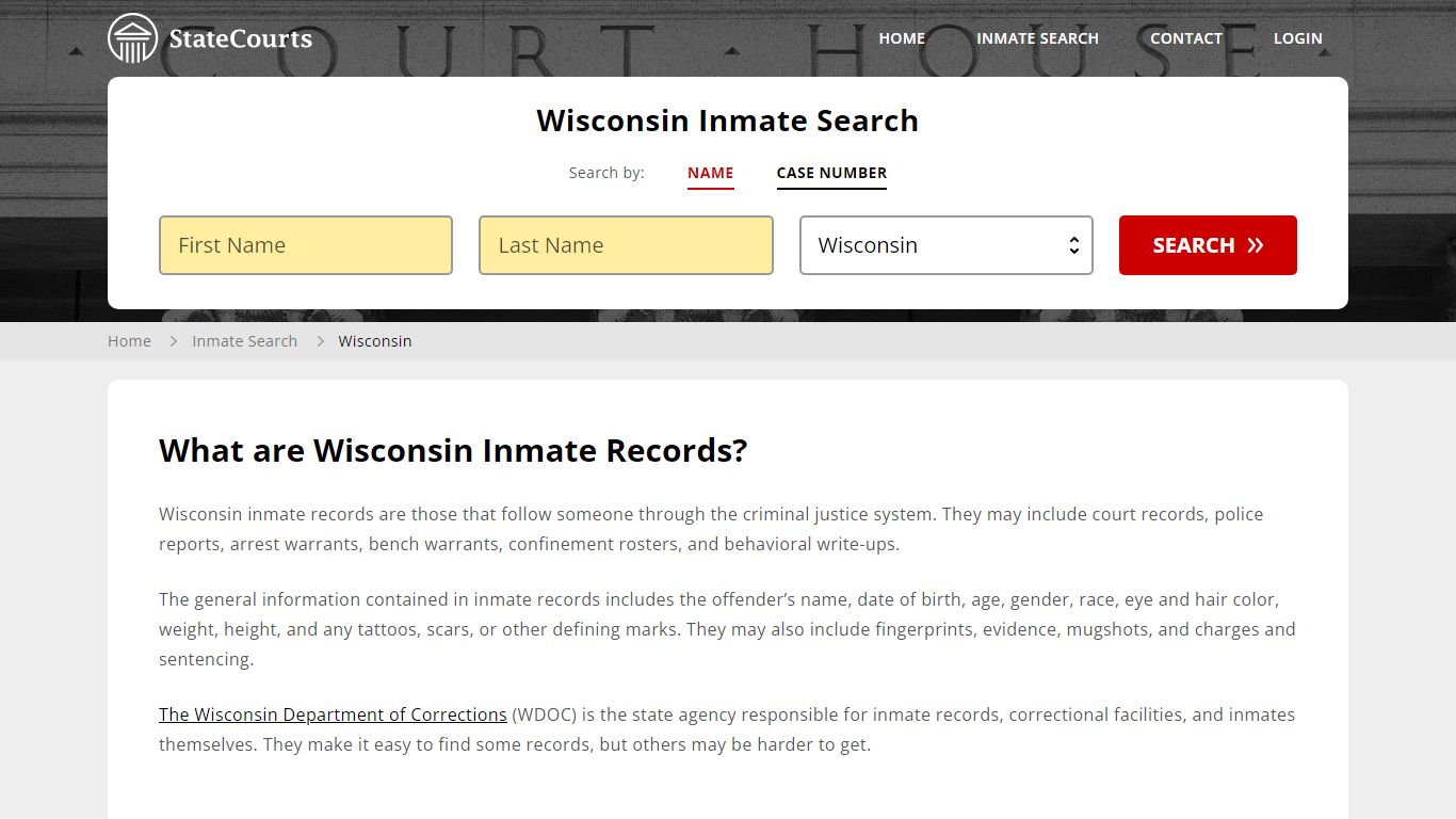Wisconsin Inmate Search, Prison and Jail Information - State Courts